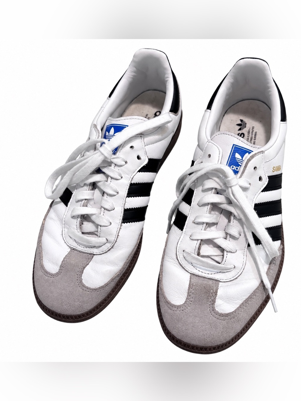 Samba Leather Sneakers – White/Black/Gum – Men’s US 10.5